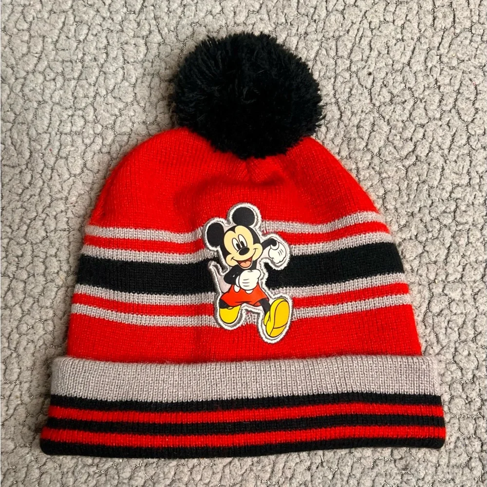 Disney Mickey Mouse Kids Beanie Fleece Red And‎ Black One Size